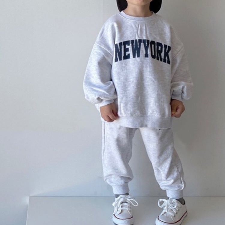 Long-sleeved Pullover Sweater Set For Boys And Girls