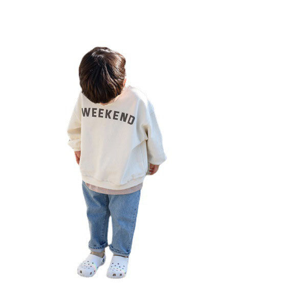 Children's Letters Loose Design Autumn Sweatshirt Baby Fashion Long-sleeved Terry Sweater