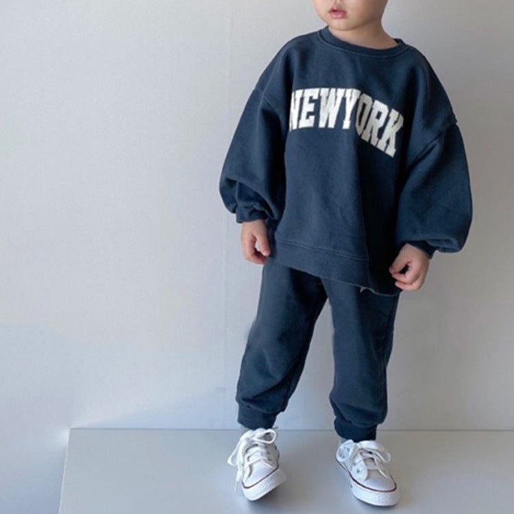 Long-sleeved Pullover Sweater Set For Boys And Girls