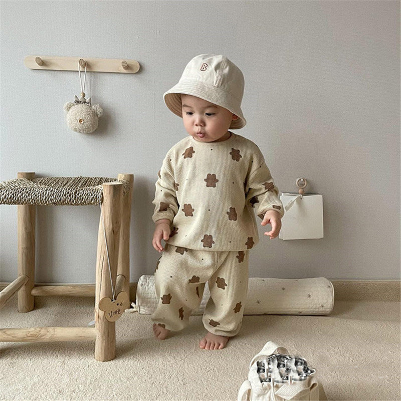 Sweater Casual Pants Two-piece Suit Baby Cute Loose Bear Children's Clothing