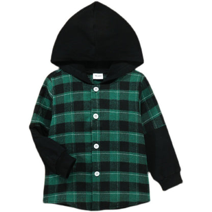 Hooded Plaid Shirt for Boys