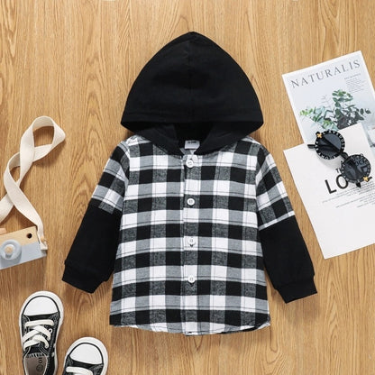 Hooded Plaid Shirt for Boys