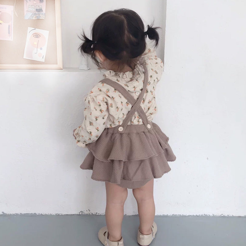 Spring Floral Pullover Shirt w/ Romper Dress