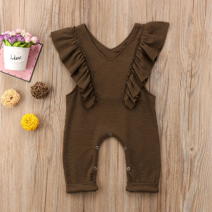 Girls Ruffle Romper Long Pants Outfit