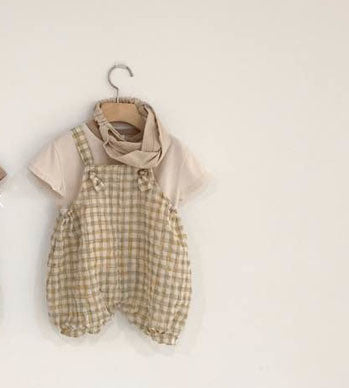 Summer Style Men'S And Women'S Baby Infant Plaid Overalls Bloomers Climbing Clothes Bag Fart Clothes