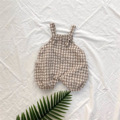 Summer Style Men'S And Women'S Baby Infant Plaid Overalls Bloomers Climbing Clothes Bag Fart Clothes