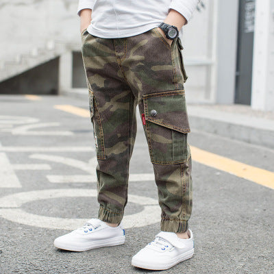 Children's pocket camouflage trousers