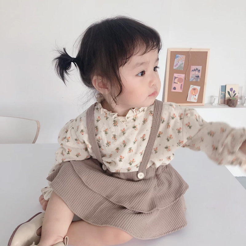 Spring Floral Pullover Shirt w/ Romper Dress