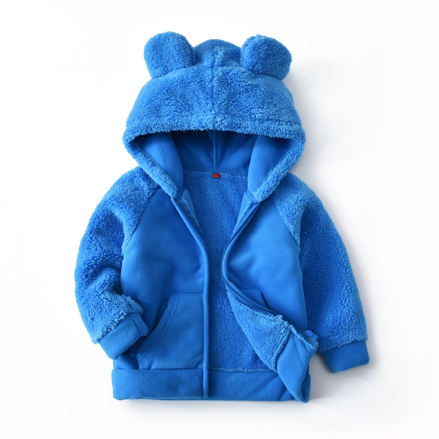 Girls Cardigan Hooded Polar Fleece Jacket With Ears