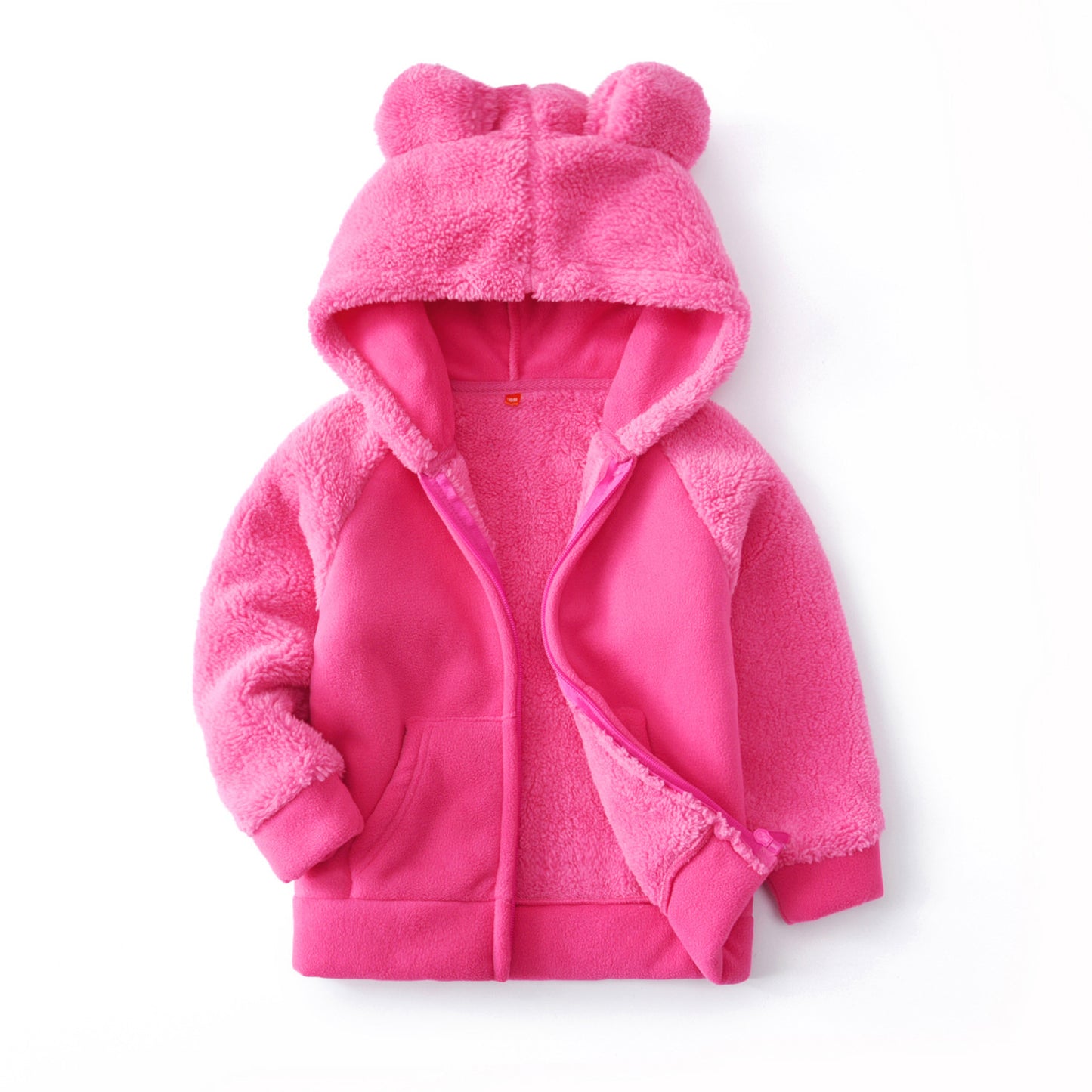 Girls Cardigan Hooded Polar Fleece Jacket With Ears