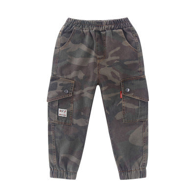 Children's pocket camouflage trousers