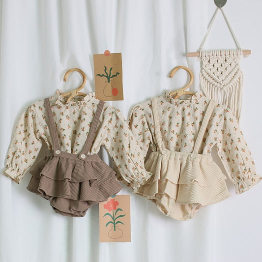 Spring Floral Pullover Shirt w/ Romper Dress