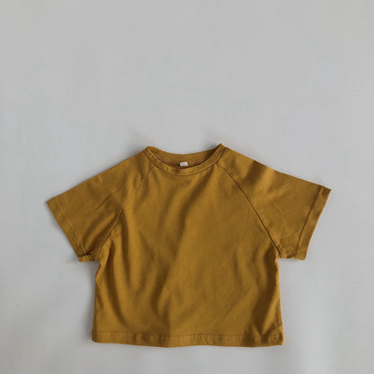 Boys' And Girls' Round Neck Bottomed Loose Basic Short Sleeves
