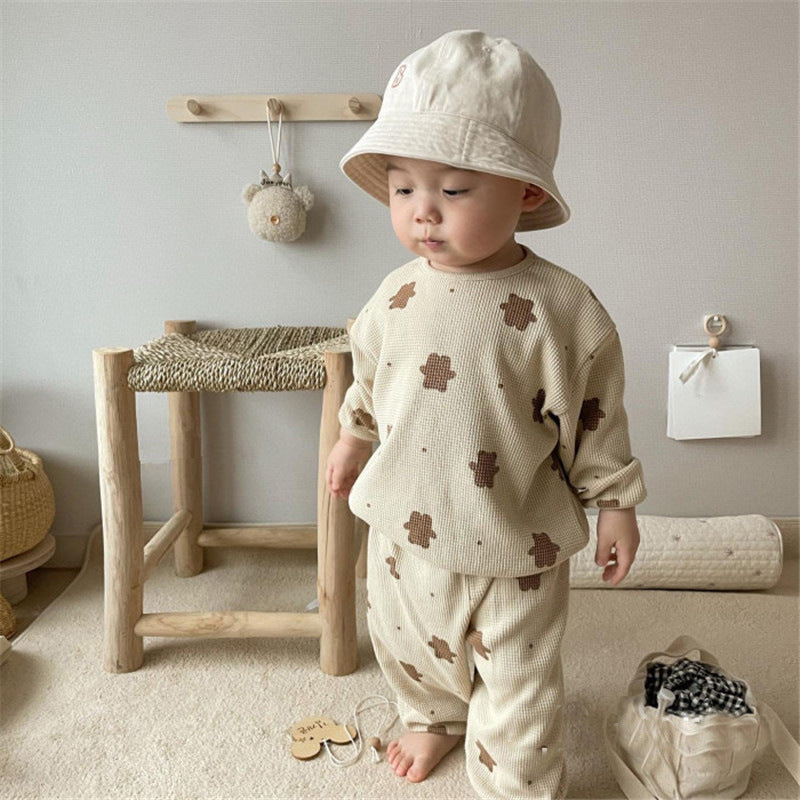 Sweater Casual Pants Two-piece Suit Baby Cute Loose Bear Children's Clothing