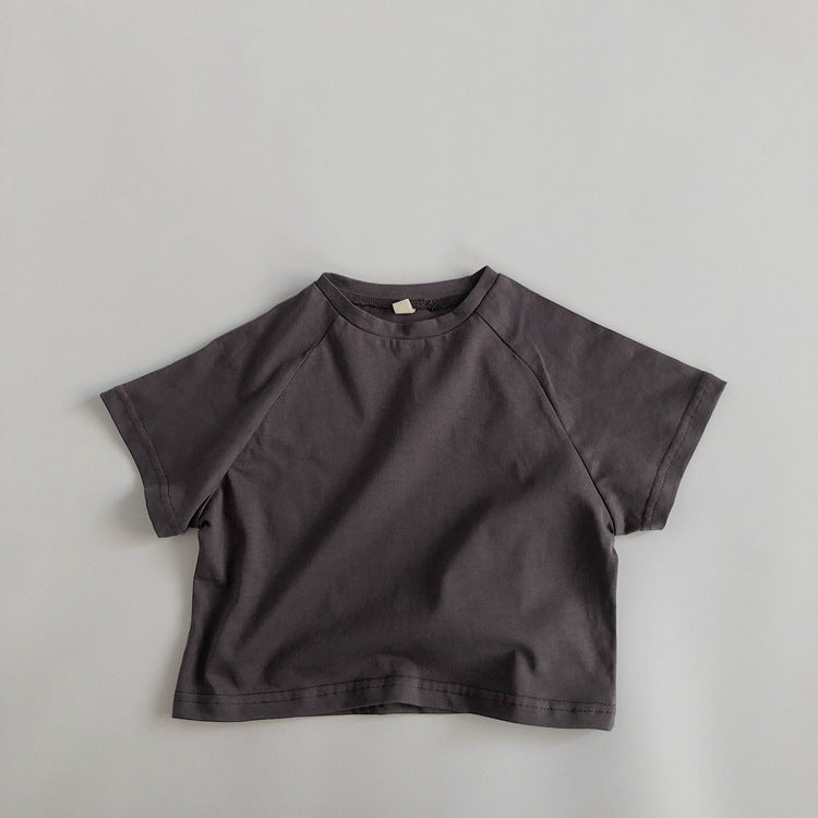Boys' And Girls' Round Neck Bottomed Loose Basic Short Sleeves
