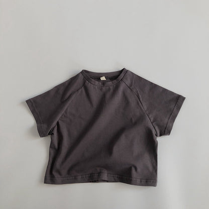 Boys' And Girls' Round Neck Bottomed Loose Basic Short Sleeves