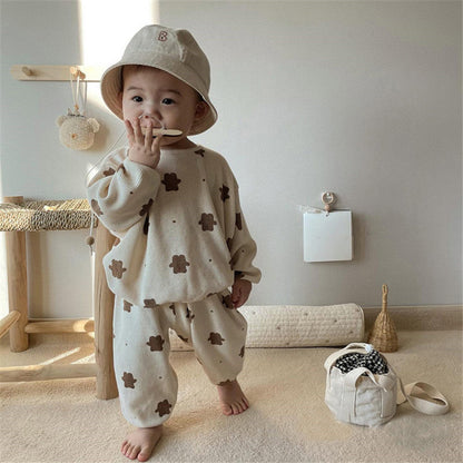 Sweater Casual Pants Two-piece Suit Baby Cute Loose Bear Children's Clothing